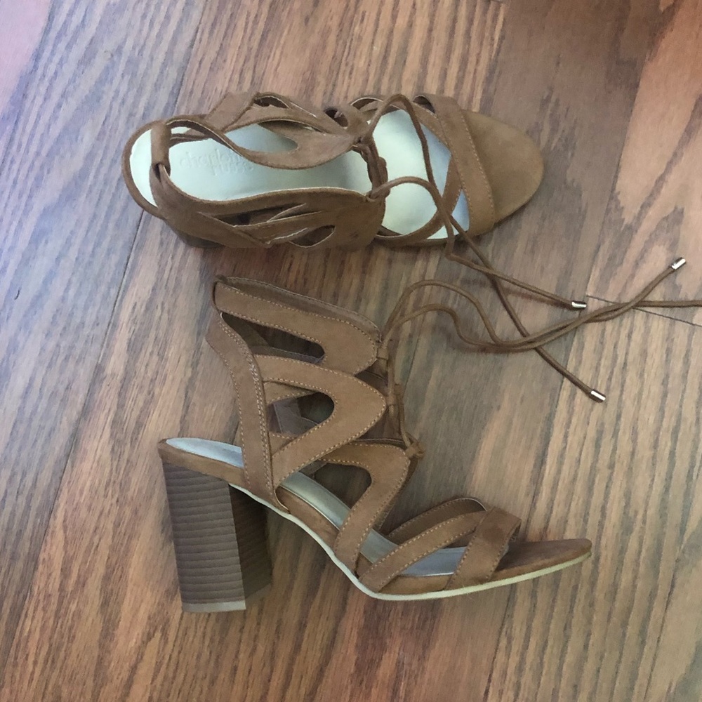 Tan lace up heels